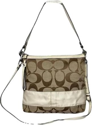 Coach Pre-owned Cross Body Bags, female, Beige, Size: ONE SIZE Pre-owned Canvas Shoulder Bag