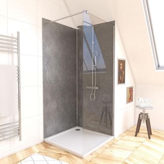Aurlane Pack di 2 Pannelli Murali Pietra Silver Grey 90+120x210 cm con Profili Cromati - stoneit