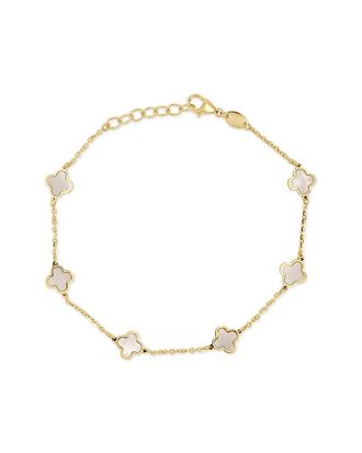 Italian Gold, Inc 14K Mother Of Pearl Clover Stackable Bracelet