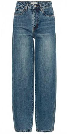 Gestuz Womens Melu Barrel Jean In Mid Blue Wash
