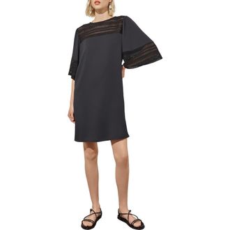 Ming Wang Embroidered Detail Bell Sleeve Dress in Black at Nordstrom Rack, Size Xx-Small