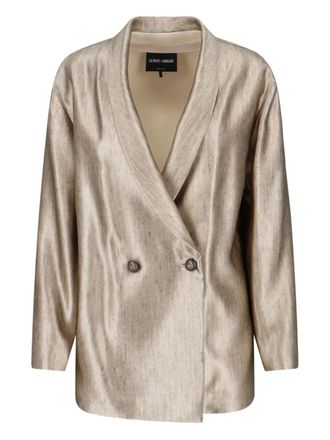 Giorgio Armani double-breasted silk blazer - Beige