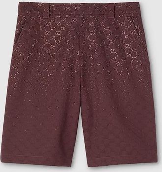 Gucci GG Canvas Pants With Crystals, Size 46, Purple, Ready-to-wear