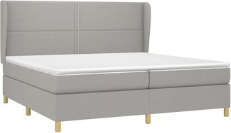 vidaXL Cama Box Spring Con Colch&oacute;n Tela Gris Claro 200x200 Cm Vidaxl