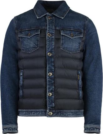 Moorer Denim jack met gewatteerde nylon inzetstukken - Heren - Gewatteerde jassen - Blauw - L - Denim - Jassen