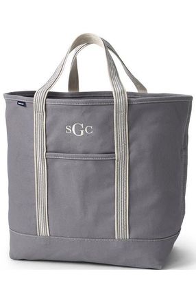 Lands End Open Top Canvas Tote Bag in Silver Graphite at Nordstrom, Size Large