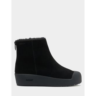 Bally Curling Bootie in Suede with Lamb Fur Lining in Black at Nordstrom, Size 44