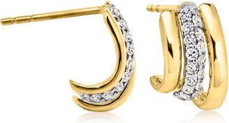 Ross-Simons Lab-Grown Diamond J-Hoop Earrings in 18kt Gold Over Sterling