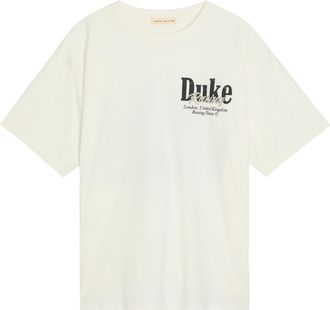 Duke and Dexter Grey Pit Stop Printed Cotton T-shirt - White - XL