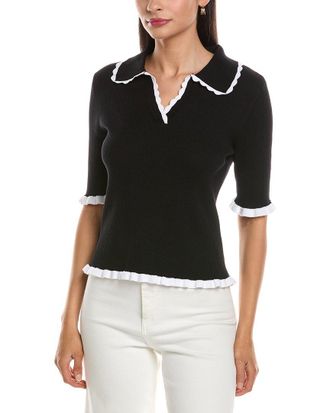 Nanette Lepore Scallop Trim Polo Sweater