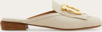 Ferragamo Women Maxi Gancini mule White Size 11.5