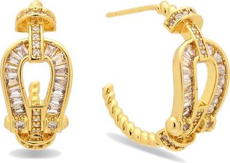 Eye Candy Los Angeles Brigitte Cubic Zirconia Bit Hoop Earrings in Gold at Nordstrom Rack