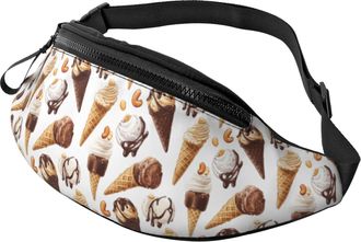 Generic Nut Ice Cream Print Bum Bag Belt Bag Unisex Bumbags For Gym Marathon Workout 14X35Cm