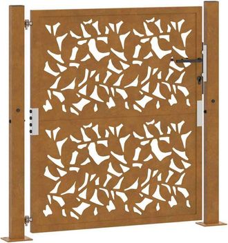 vidaXL Puerta De Jard&iacute;n Dise&ntilde;o De Hojas De Acero Desgastado 105x105 Cm Vidaxl