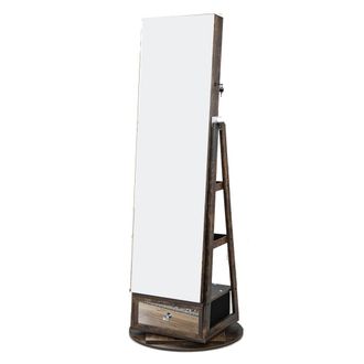 Giantex Gabinete de joyer&iacute;a pedestal de led marr&oacute;n
