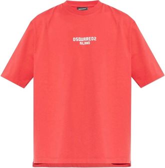 Dsquared2 Milano Logo Katoenen T-shirt - Heren - T-shirts - Rood - M - Katoen - Tops