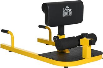 HOMCOM Macchina Squat Deep Regolabile per Sit Up Push Up in Acciaio Giallo