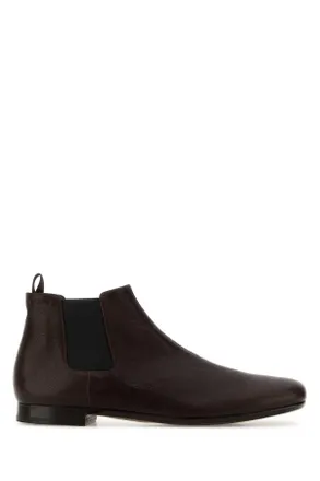 Prada Brown Leather Ankle Boots