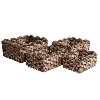 Happimess Coral Handwoven Water Hyancinth Scalloped Edge Nesting Storage Baskets in Brown at Nordstrom