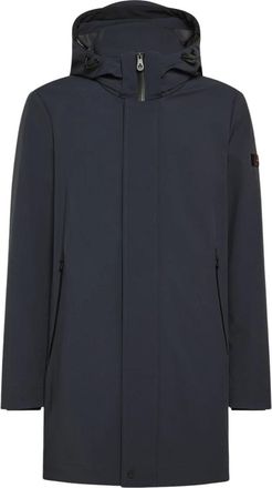 Peuterey Blauwe Logopatch Trechterhalsjas - Heren - Parka Jassen - Blauw - S - Jassen