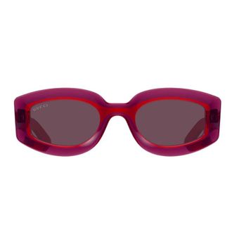 Gucci GG1719S004 Geometric Frame with Violet Lens Sunglasses - Red