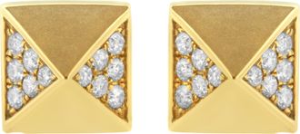 House of Brilliance 14K Yellow Gold 1/4 Cttw Diamond Pyramid Stud Earring