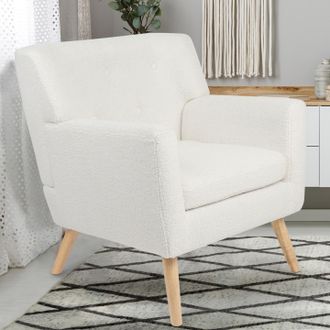 IDMarket Sill&oacute;n Escandinavo Liv En Tejido Bouclette Blanco