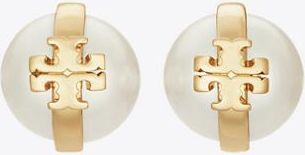 Tory Burch Womens Moondance Pearl Stud Earrings, One Size