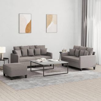 vidaXL Vidaxl - Juego De Sof&aacute;s Con Cojines 3 Piezas Tela Gris Taupe