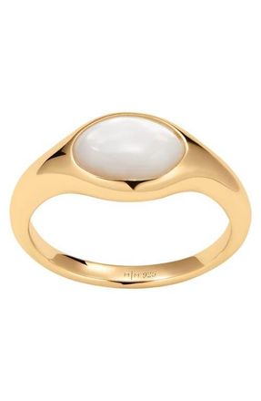 Made by Mary Mother of Pearl Signet Ring in Gold Vermeil at Nordstrom, Size 10