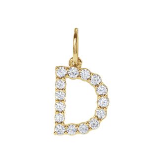 Diamond2Deal 14k Gold 1/4ct Lab-Grown Diamond Initial D Pendant
