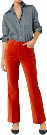 Ann Mashburn Kendall Flare 5-Pocket Jeans In Persimmon Stretch Velveteen