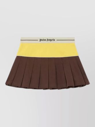 Palm Angels logo skirt contrast waistband pleated design