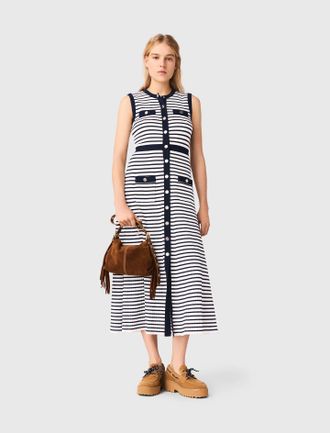 Maje Breton Stripe Knit Maxi Dress - Multi-coloured - Maje