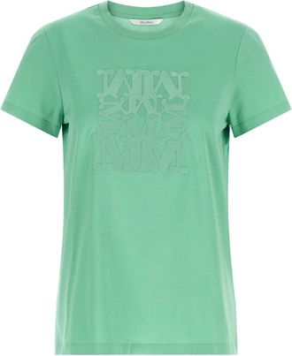 Max Mara Green Embroidered Crew Neck T-Shirt