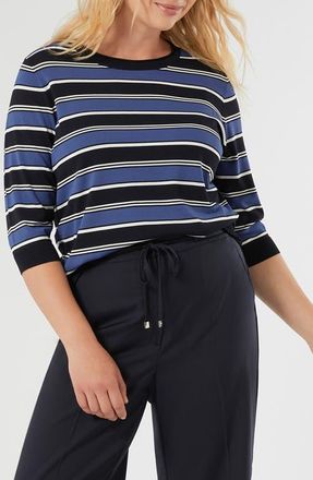 Marina Rinaldi Stripe Sweater in Midnight Blue at Nordstrom, Size Xx-Large
