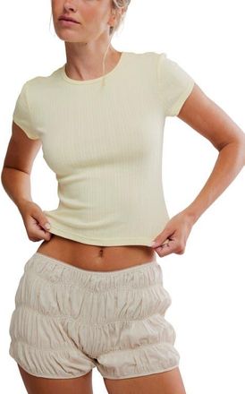 Free People Wait a Minute Rib Baby T-Shirt in Banana Cream at Nordstrom, Size X-Large