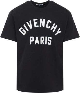 Givenchy T-Shirts, male, Black, Size: 2XL T-shirt in cotton with Paris embroidery