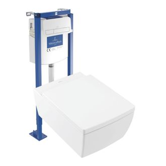 Villeroy & Boch Pack Wc Suspendido Sin Cerco Villeroy Et Boch Memento 2.0 + Asiento + Placa Blanca + Estructura Villeroy Et Boch