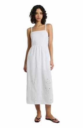 Onia Air Linen Straight Neck Maxi Dress in White at Nordstrom, Size Medium