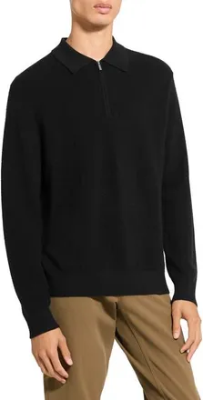 Theory Cyr Quarter Zip Cashmere Sweater in Black at Nordstrom, Size Xx-Large