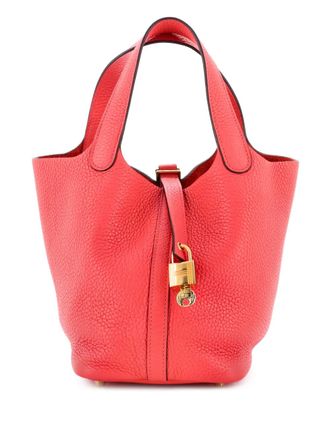 Herm&egrave;s Borsa a secchiello Picotin Lock PM in pelle Clemence - Rosso