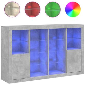 Berkfield Home Sideboards with LED Lights 3 pcs Concrete Grey Engineered Wood