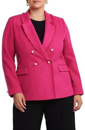 Estelle Courtney Boucl&eacute; Tweed Blazer in Fuchsia at Nordstrom Rack, Size 18W
