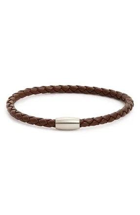 Link Up Woven Leather Bracelet with magnetic closure in Brown at Nordstrom