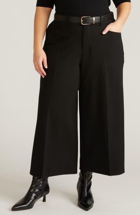 Universal Standard Wide Leg Ponte Crop Pants in Black at Nordstrom, Size Xl
