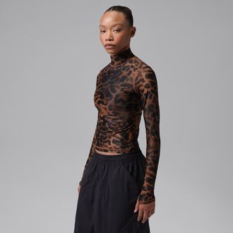 Nike Jordan Womens Jordan Flight Long-Sleeve Mesh Top in Brown | IQ4011-281