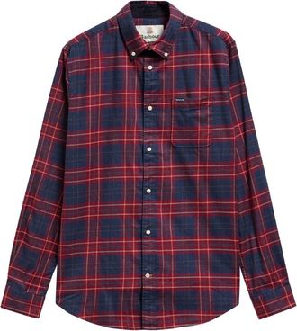 Barbour Camisa de Manga Larga Entallada Broxburn - Shirts - Hombre - Rojo - XL