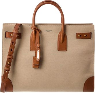 Saint Laurent Canvas & Leather Tote
