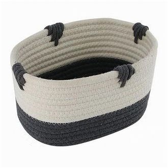 Trade Shop Trade Shop - Cesto Porta Biancheria Bicolore In Tessuto Intrecciato Cestino 20x15x11cm 10662